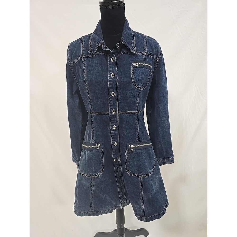 Vtg Y2K Levi's silver tab women L denim dress long sleeve western cowgirl rugged